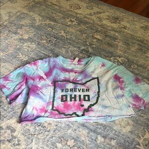 Tie-Dye Crop Shirt - Purple, Blue, and Pink